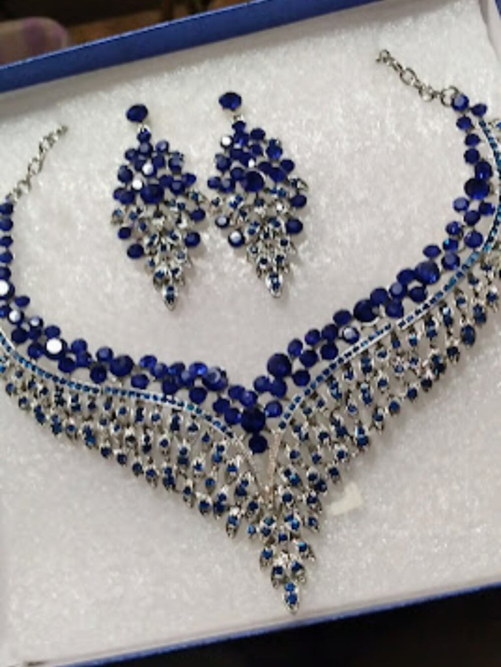 Womens Wedding Bridal Crystal Teardrop Cluster Statement Necklace & Earrings